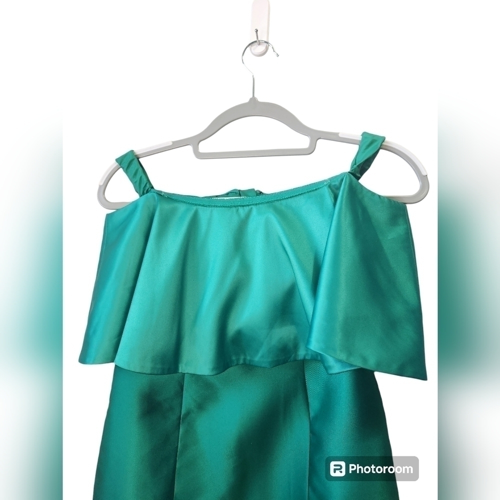 Adrianna Papell Women's Satin Ruffled Off-The-Shoulder Dress Sz. 2 - Picture 6 of 7